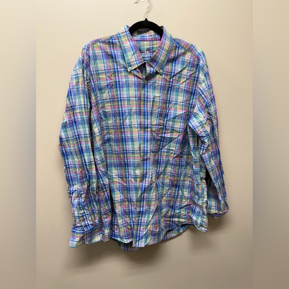 Men's XL Alan Flusser Multicolor Plaid Shirt